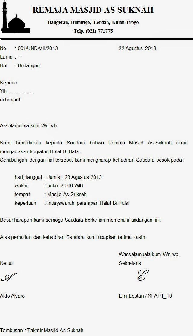 Contoh Surat Undangan Halal Bihalal Dinas Contoh Surat