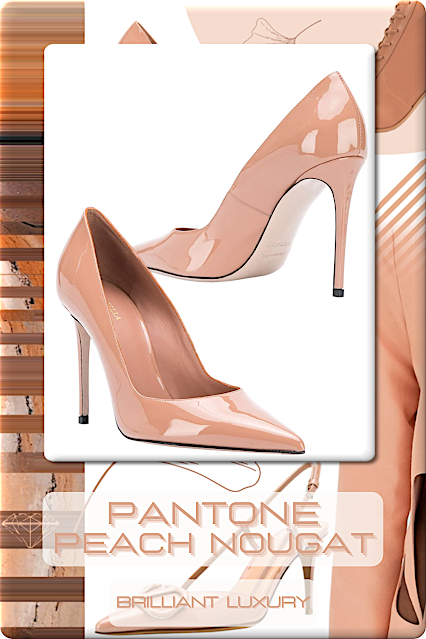 ♦Pantone Fashion Color Peach Nougat #pantone #fashioncolor #shoes #brown #brilliantluxury
