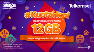 Cara Dapat Ekstra Kuota 12GB dari Telkomsel Kuota Hepi bulan Maret 2023