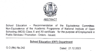 G.Os of School Education Department - G.O.Ms.No.242 Dt: December 21, 2023 - PDF