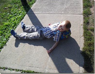 chilling on sidewalk