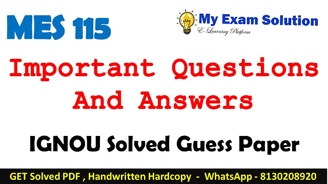 MES 115 Important Questions with Answers