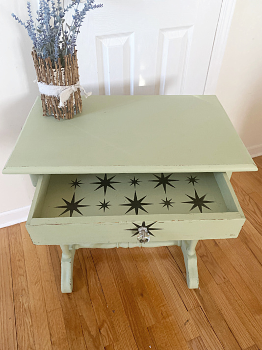 painted green side table