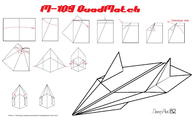 Infografía avión de papel M-109 QuadMatch