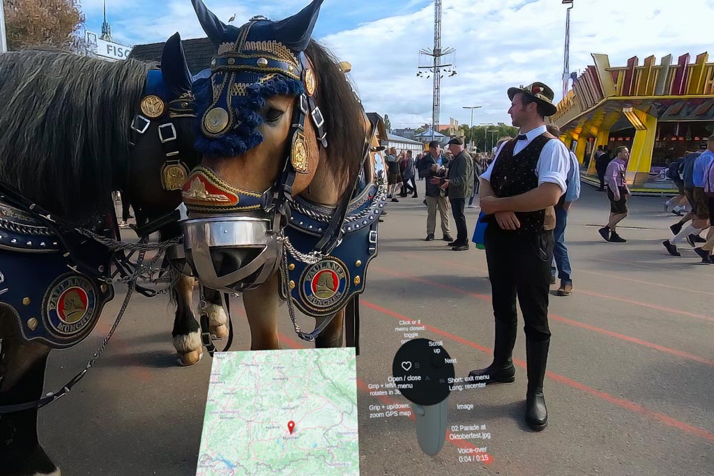 Cropped view of a sample image, showing controller tips. Picture is of a horse at an Octoberfest event in Germany.