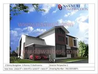 Pelan rumah banglo 2 tingkat 5 bedroom