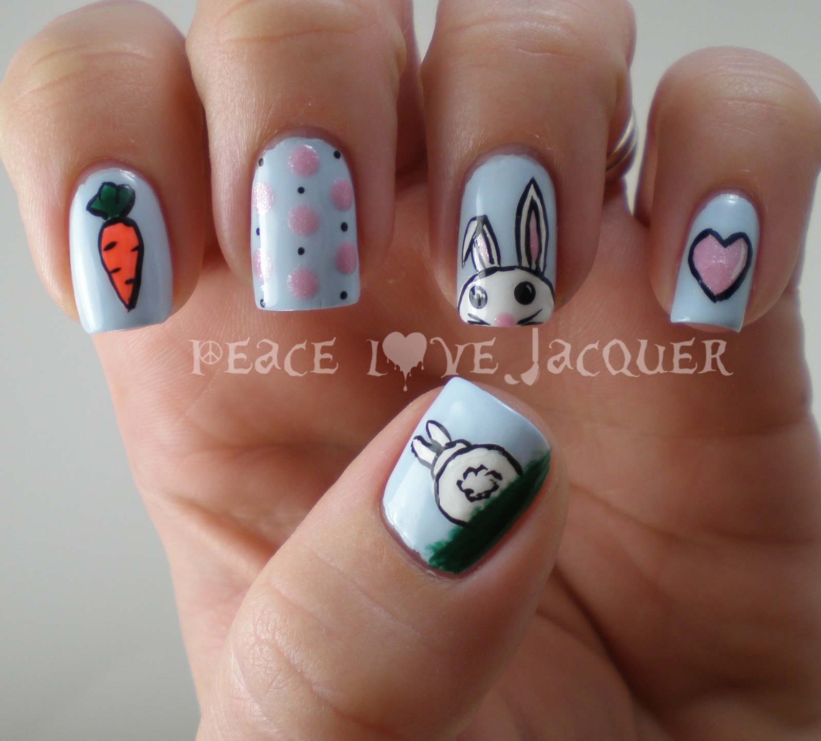 Peace Love Lacquer: Easter Nail Art Challenge Day 2 - Bunnies