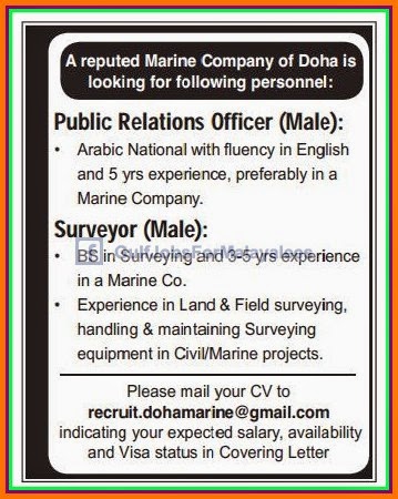 reputed marine company job vacancies for doha Qatar