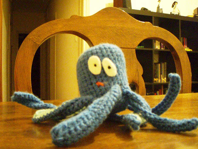 blue crochet octopus funny plush toy