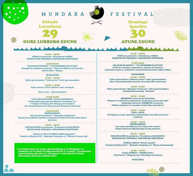Mundaka, festival, 2017, horarios, cartel, gastronomía