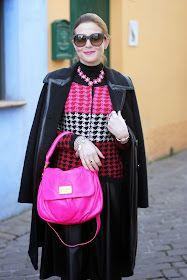 Marc by Marc Jacobs lil ukita pink bag, pied de poule cardigan, balenciaga coat, fashion and cookies, fashion blogger