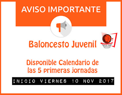 BALONCESTO JUVENIL: Disponible calendario 5 primeras jornadas y campos de juego