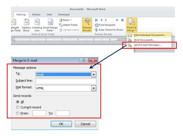 MS Word mail merge tutorial how to send email