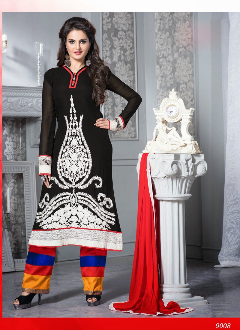 Monica Bedi Palazzo Style Embroidery Salwar Kameez