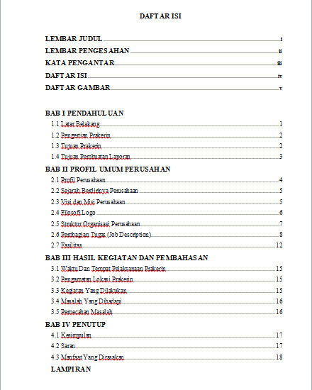 Contoh Format Laporan Prakerin (Praktik Kerja Industri 