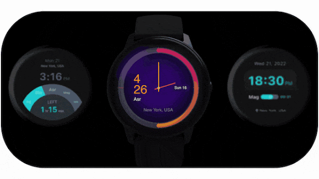 This is a gif of the qibla smartwatch for Qibla to smartwatch