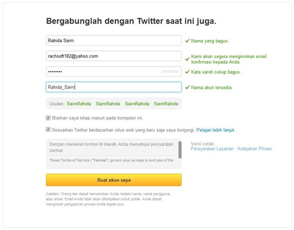 langkah 1 cara membuat twitter 