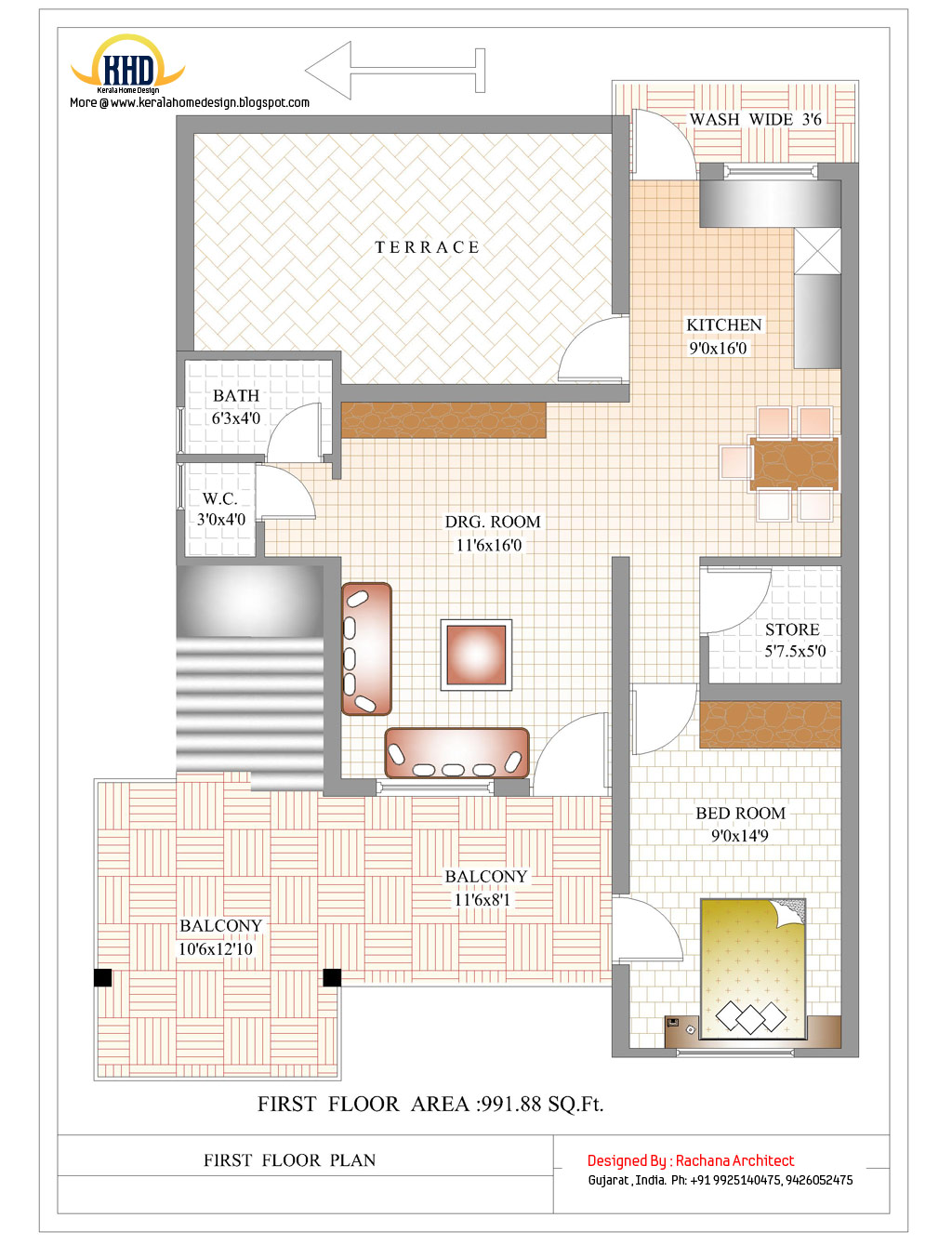 Contemporary India  house  plan  2185 Sq Ft home  appliance