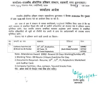 Jobs for 10th, 12th, ITI, Diploma & Graduates at Califonix Tech, Noida | Campus Placement at Govt ITI Bulandshahr, UP