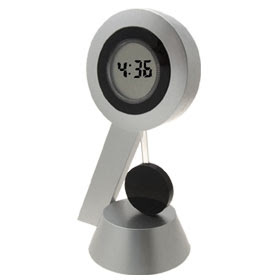 Silvery Table LCD Alarm Pendulum Clock with Calendar Chronograph