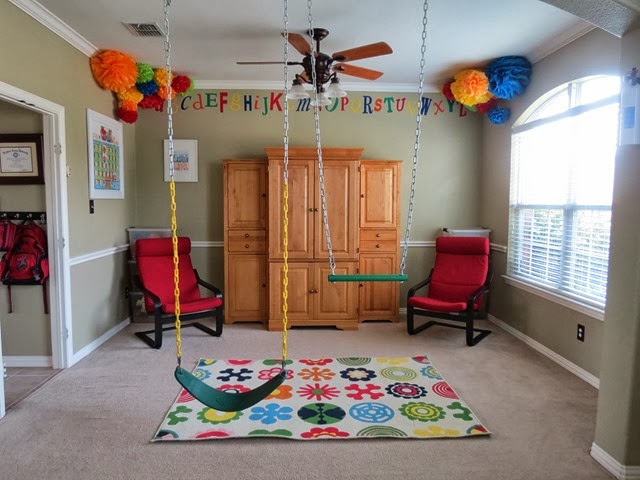 Classroom Preschool Playroom Indoor Swings www.stylewithcents.blogspot.com