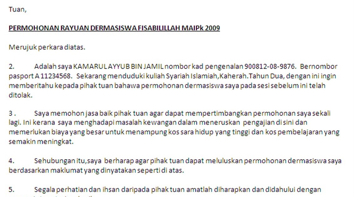 Surat Rasmi Rayuan Mrsm - Toast Nuances