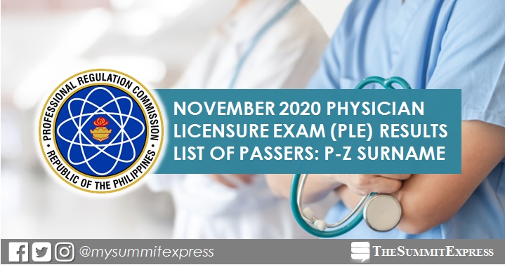 P-Z Passers: November 2020 PLE Medicine board exam result