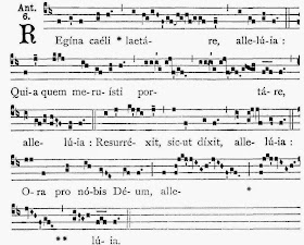 Regina Caeli: partitura, gregoriano solene.