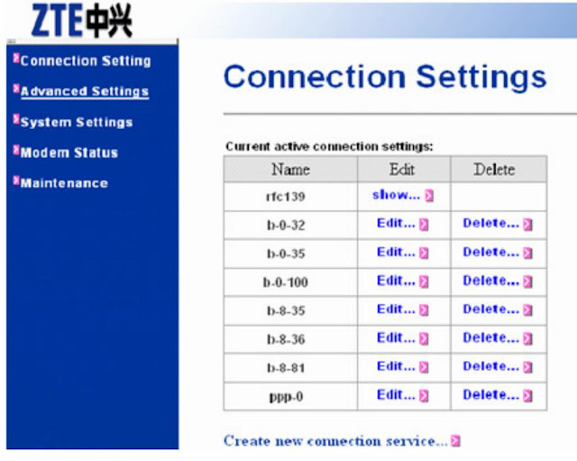 connection settings