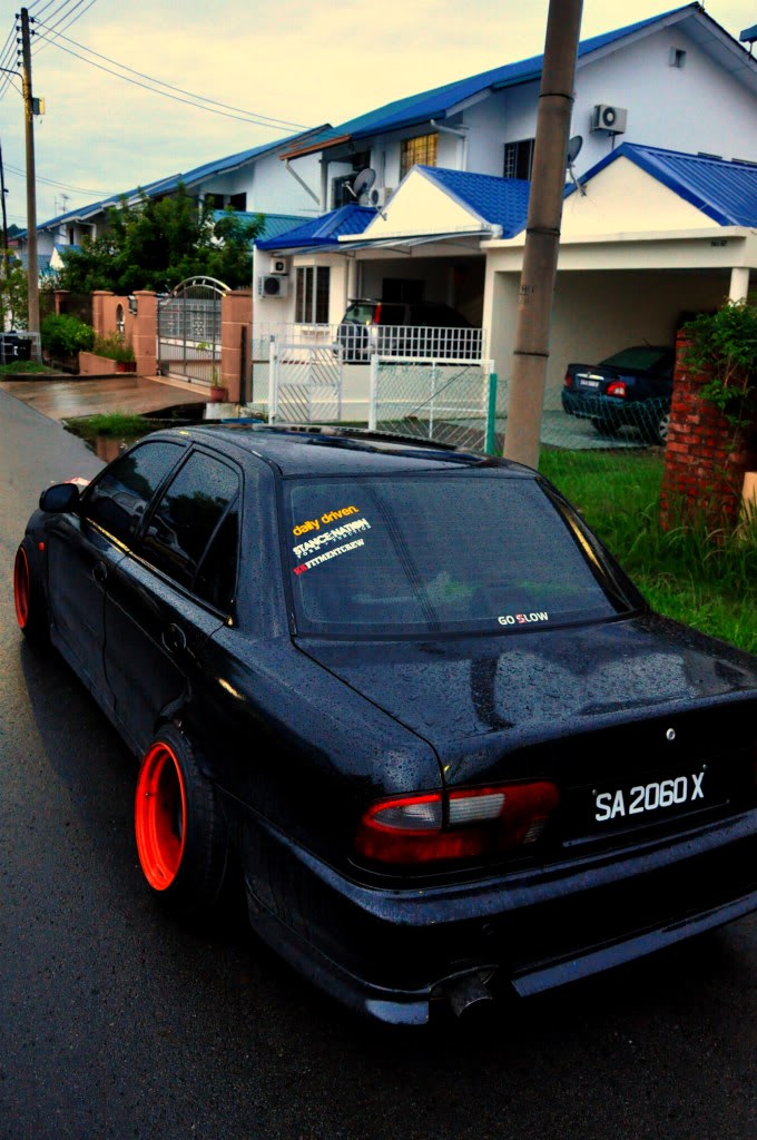 Proton Wira with DIY Hellaflush rim