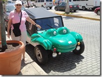 Elaine at Senor Frogs car in San Juan