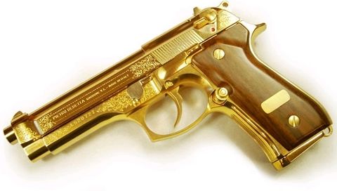 Gold Beretta 9Mm Pistols