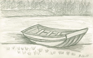 Image result for drawing of lake with  boat