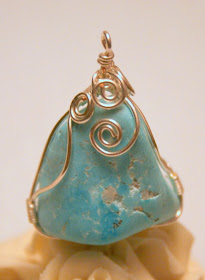 Wire wrapped pendant: silver, Turquoise :: All Pretty Things