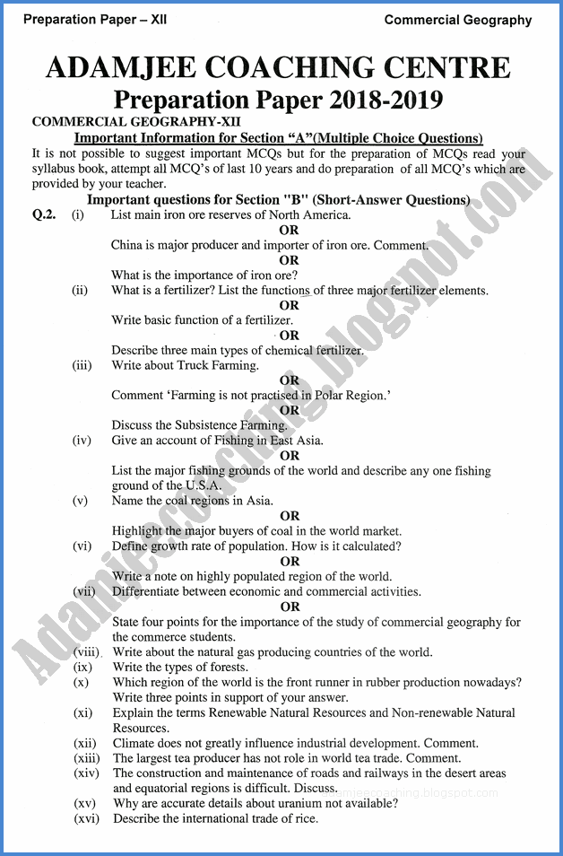 commercial-geography-12th-adamjee-coaching-guess-paper-2019-commerce-group