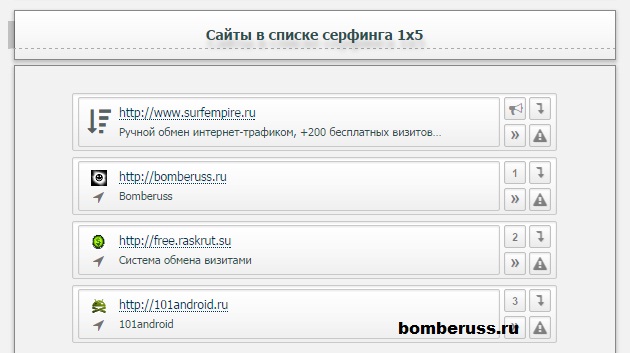 сайты в списке серфинга