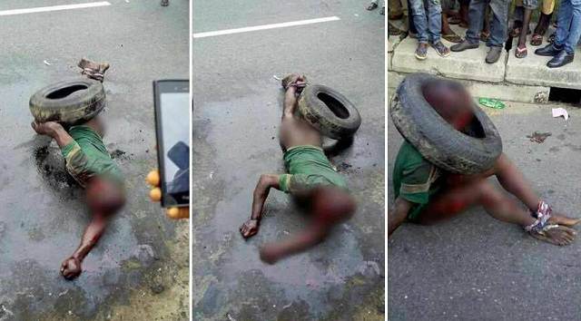 Foto Bocah Mencuri Makanan Akhirnya Dibakar Hidup-Hidup