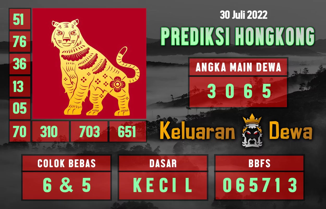 Prediksi Dewa Togel Hongkong Sabtu 30 Juli 2022