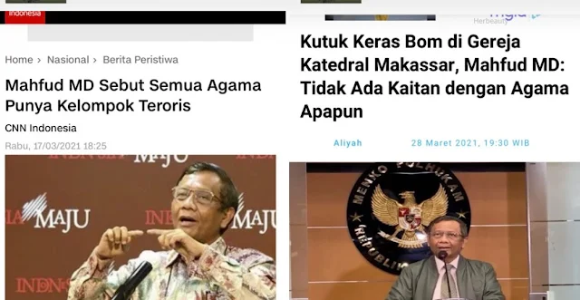 Pigai Desak Jokowi Tegur Mahfud yang Mencla-mencle Soal Agama dan Teroris