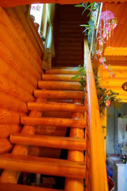 Staircase in the wooden house