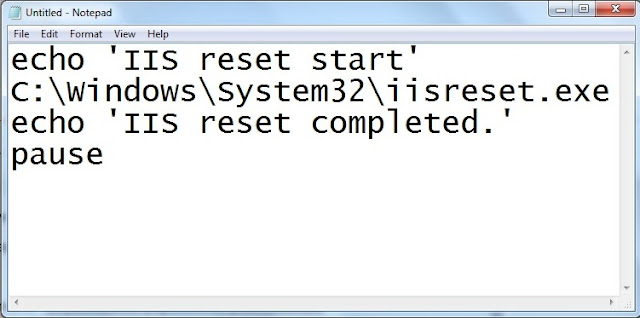 reset IIS using batch file