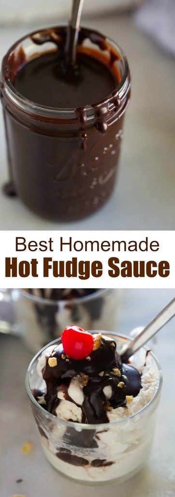 The best ice cream sundae you will ever enjoy is made complete with this amazing, thick, smooth and decadent homemade hot fudge sauce. tastesbetterfromscratch.com #hotfudge #dessert #chocolate #icecream