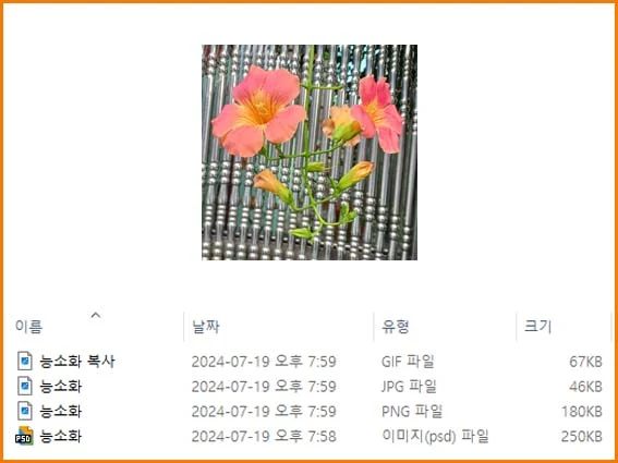 확장자 파일크기 비교