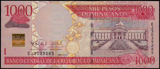 Dominican Republic currency 1000 Pesos Oro banknote 2011 National Palace of the Dominican Republic in Santo Domingo