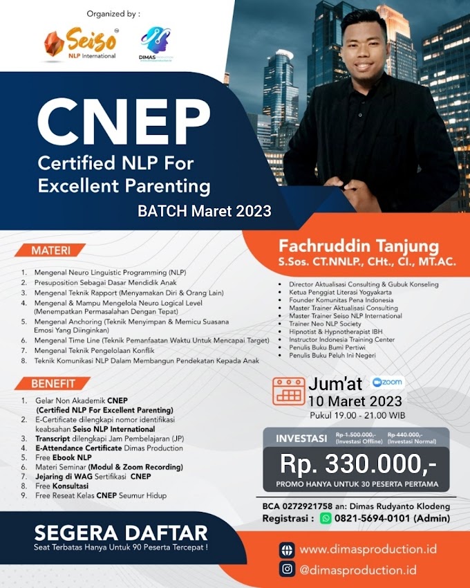 WA.0821-5694-0101 | Certified NLP For Excellent Parenting (CNEP) 10 Maret 2023