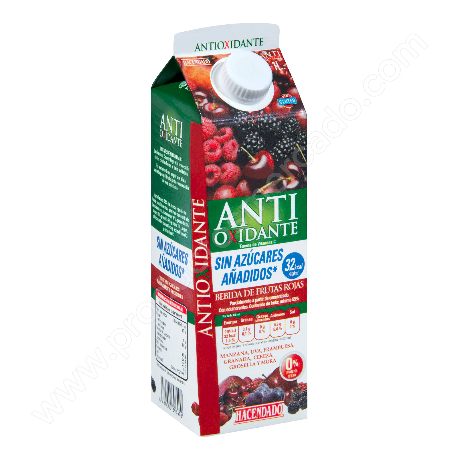 Bebida de frutas rojas antioxidante sin azúcares añadidos Hacendado
