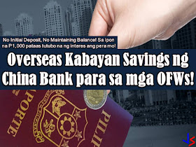 One of the best banks in the Philippines that offers a good option to Overseas Filipino Workers (OFW) is the Chinabank through its Overseas Kabayan Savings. By opening this savings account, you can start saving money for your future or retirement as OFW at the same time, send money to your family in the Philippines. Having a savings account for OFWs is very important because working abroad is not permanent.