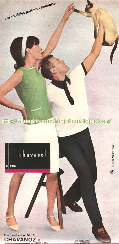 Chavasol - 1965 knit top skirt 1960 60s mod