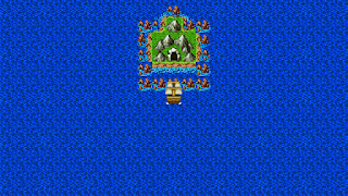 The entrance to the Sea Cave, a dungeon in Dragon Quest II.