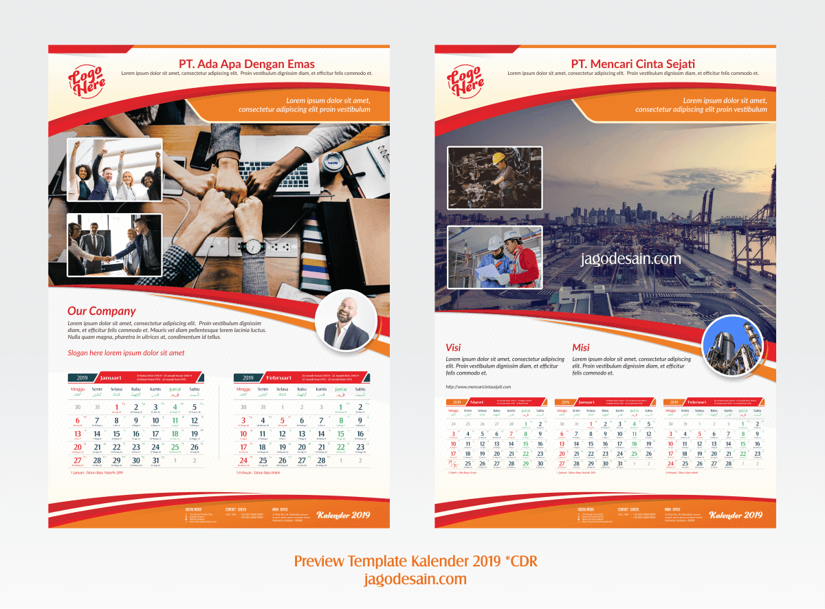 Download Template Kalender 2019 CDR Lengkap Dengan 